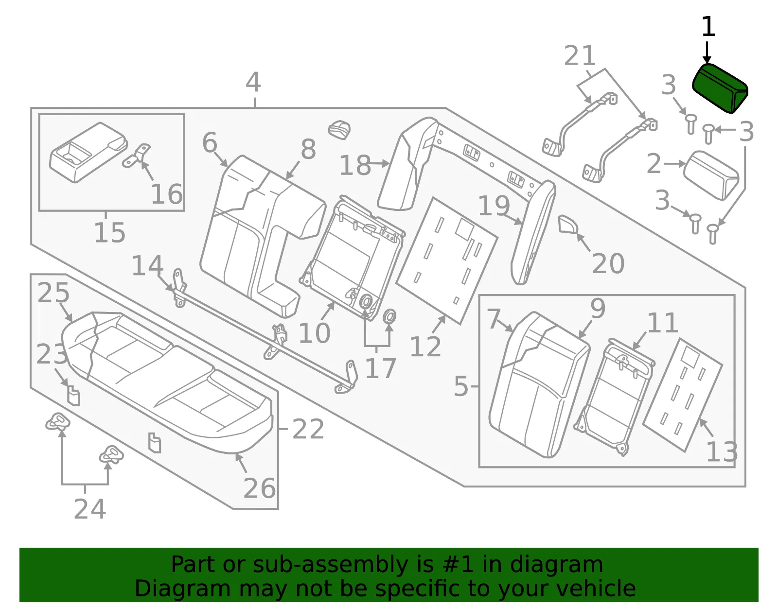 Headrest, Outer - Nissan (86430-4RA0A) - view 2