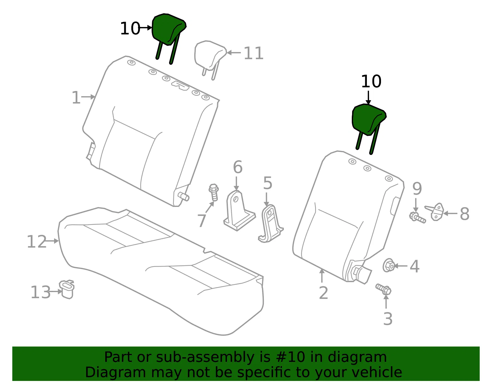 Headrest, Outer - Nissan (86430-5RL2C) - view 3