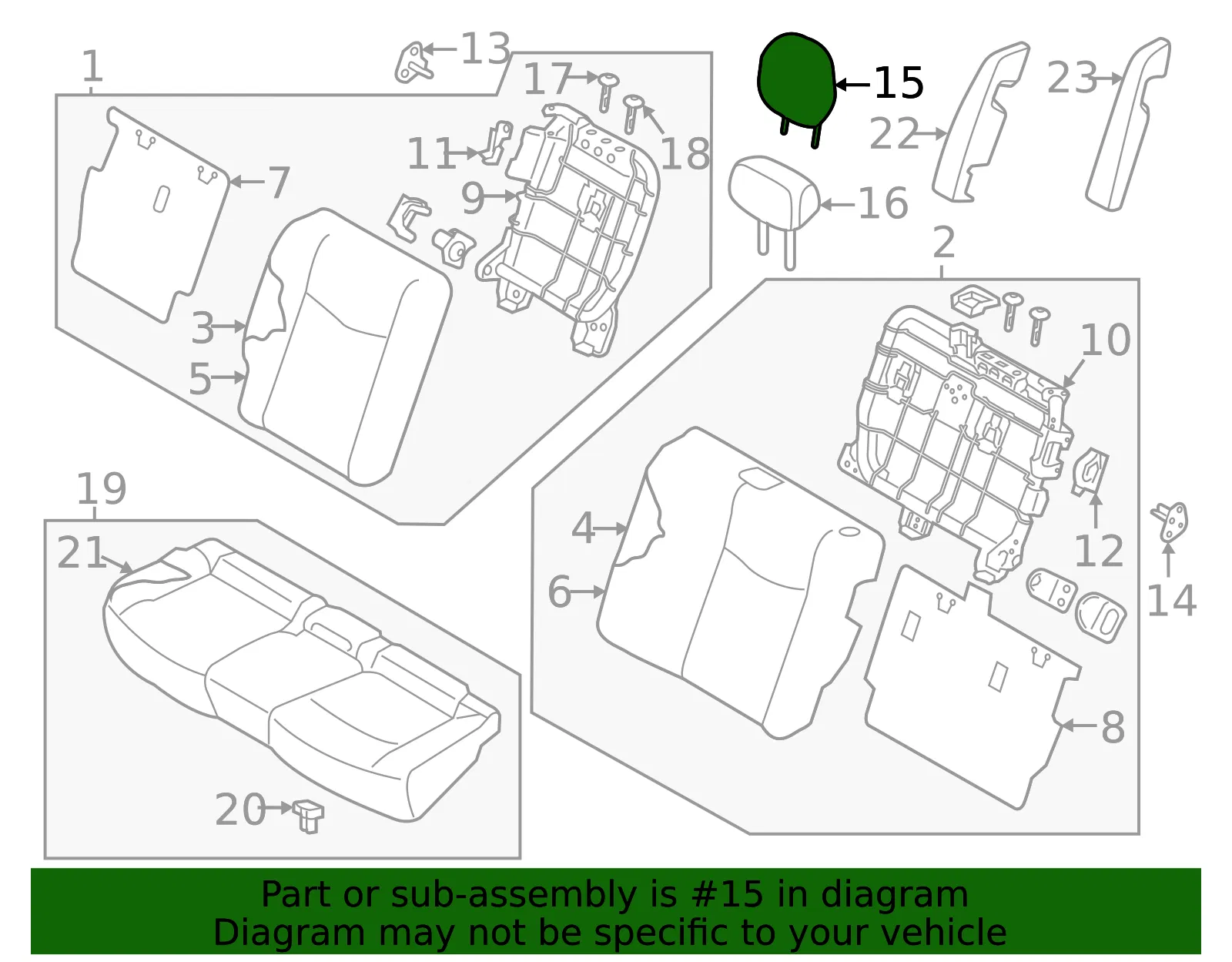 Headrest, Outer - Nissan (86430-5SA5A) - view 2