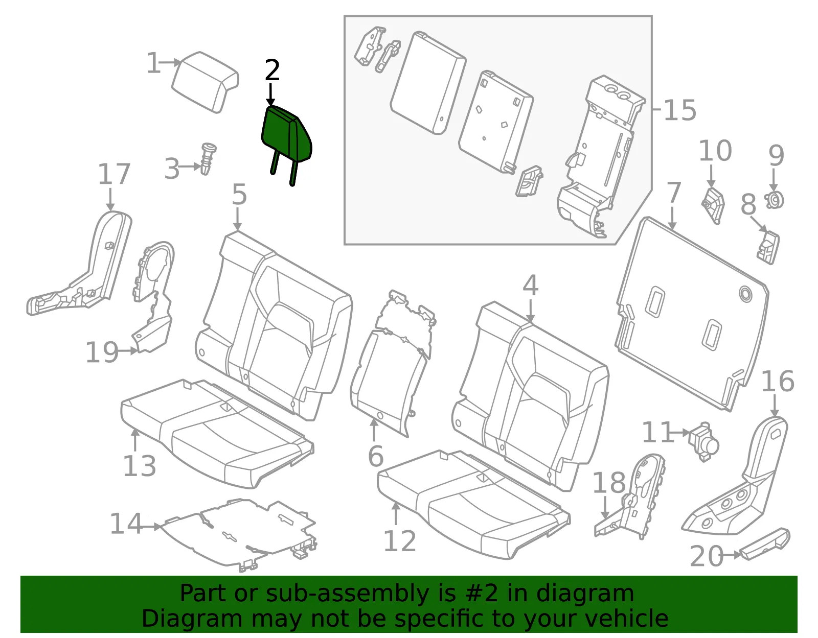 Headrest, Outer - Nissan (86430-6TE9A) - view 2