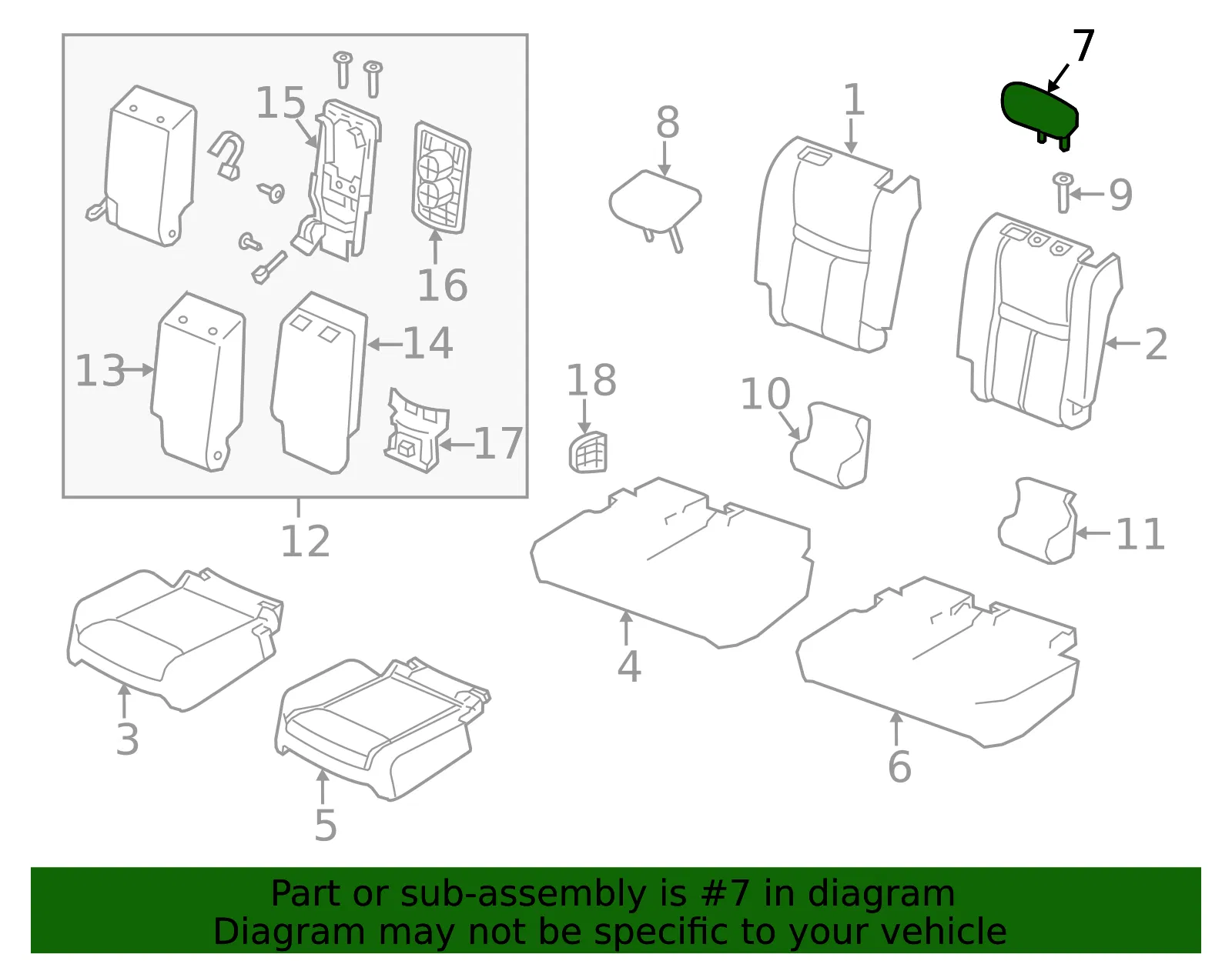 Headrest, Outer - Nissan (86430-7FA0A) - view 4