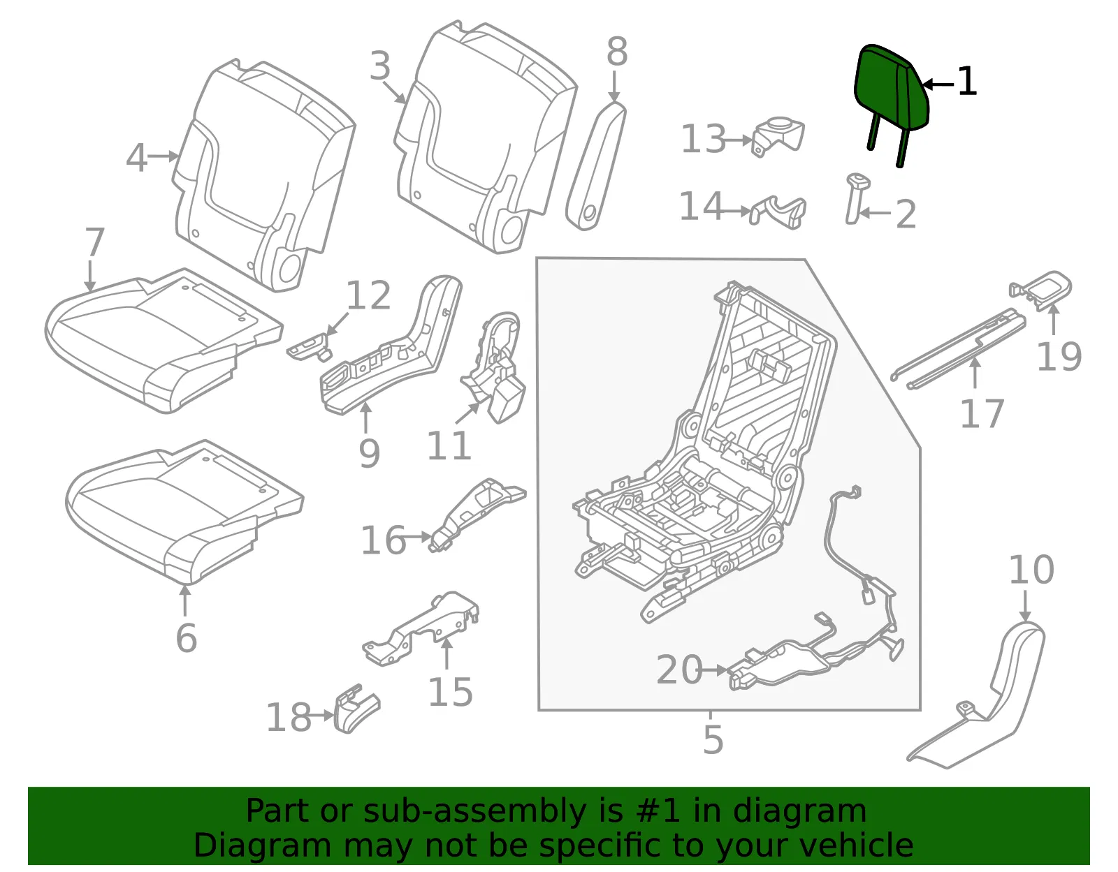 Headrest - Nissan (86430-7KU0A) - view 2