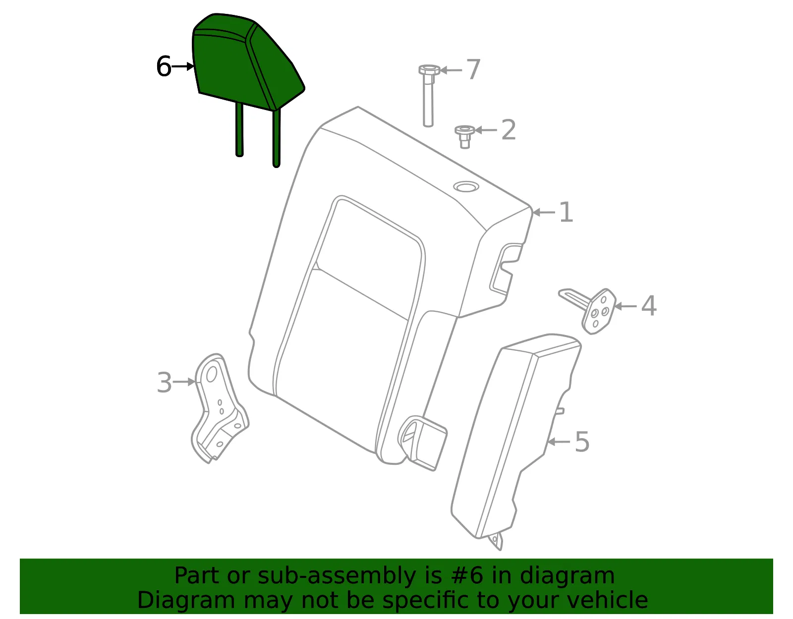 Headrest, Outer - Nissan (86430-7LG1A) - view 2