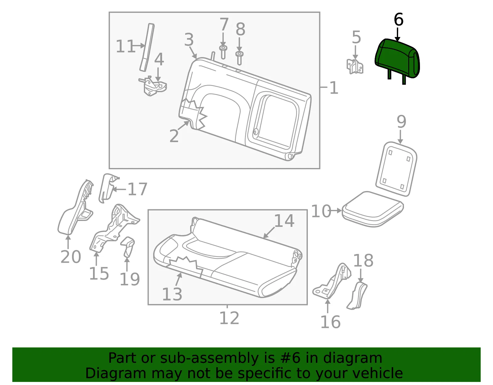 Headrest - Nissan (86430-9AL1A) - view 2
