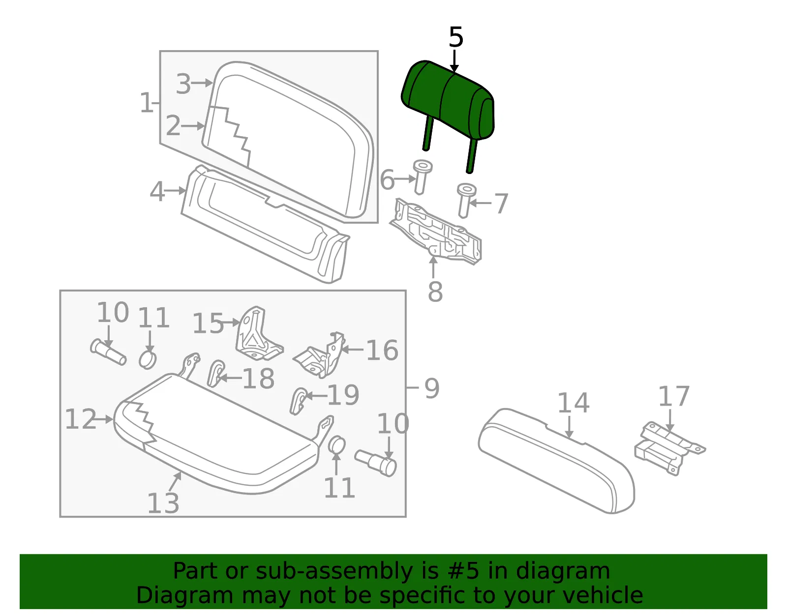 Headrest - Nissan (86430-9BA2C) - view 2