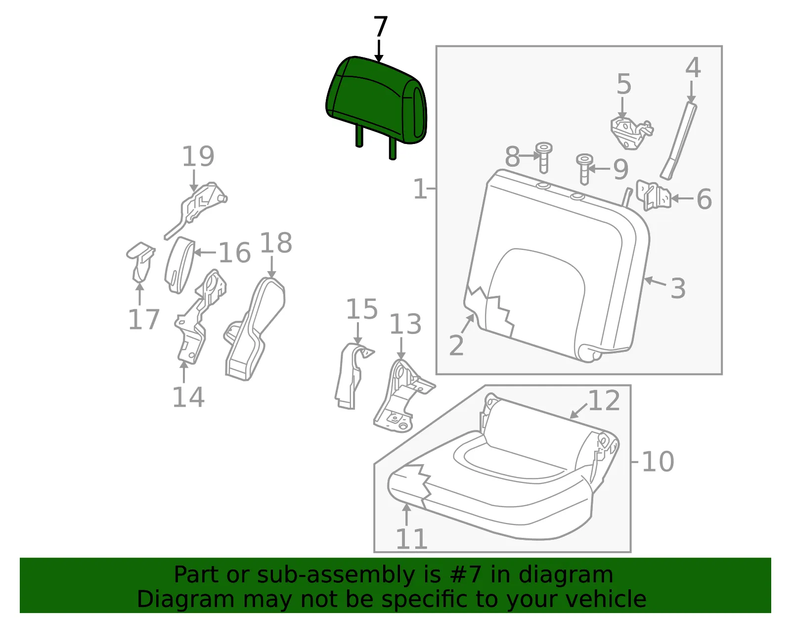 Headrest - Nissan (86430-9BG6C) - view 2