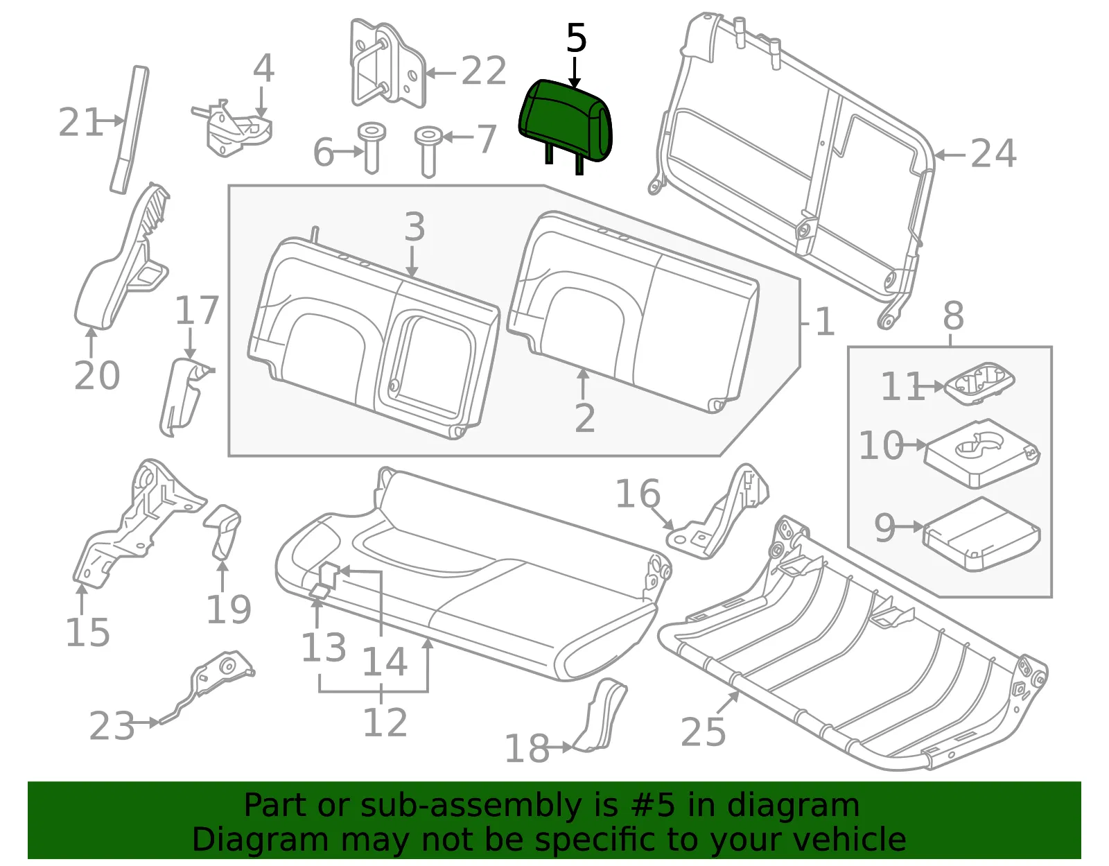 Headrest - Nissan (86430-9BU1C) - view 2
