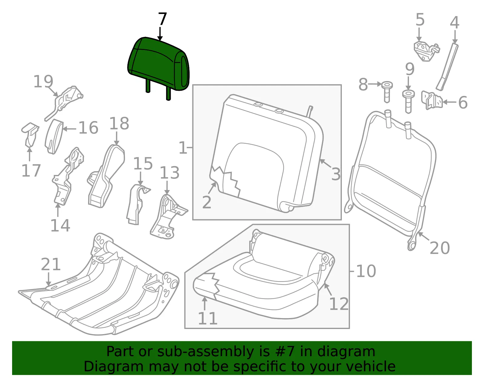Headrest - Nissan (86430-9BU6C) - view 2