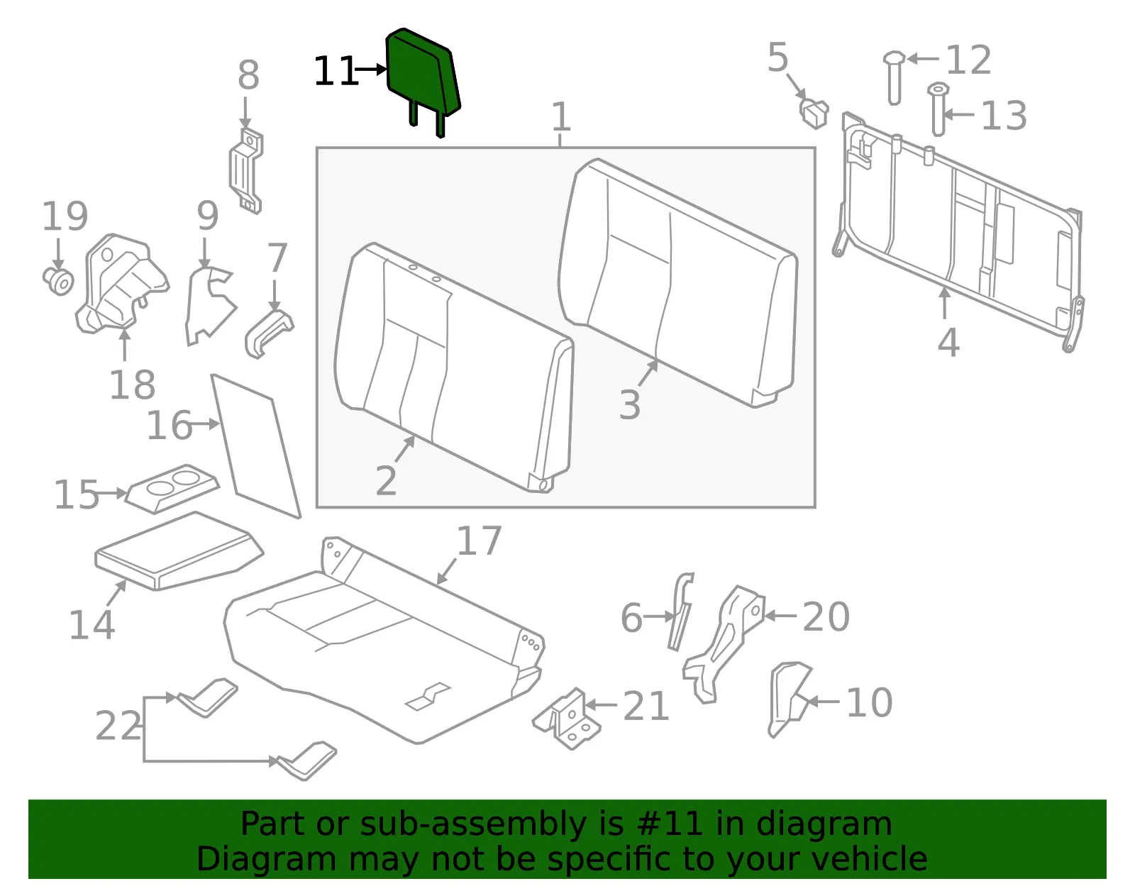 Headrest - Nissan (86430-9FV1A) - view 2