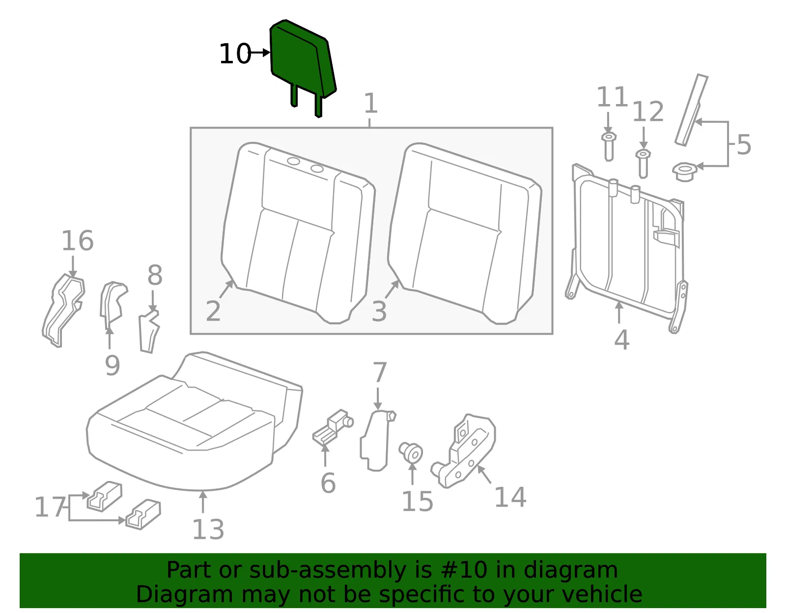 Headrest - Nissan (86430-9FV2A) - view 2