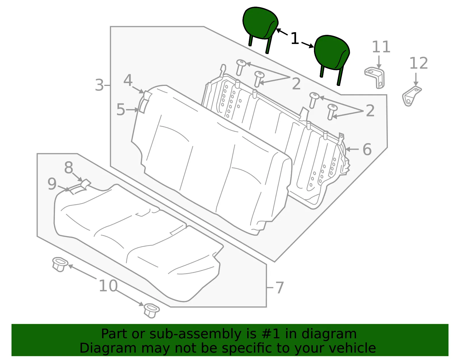 Headrest - Nissan (86430-9KF1B) - view 2