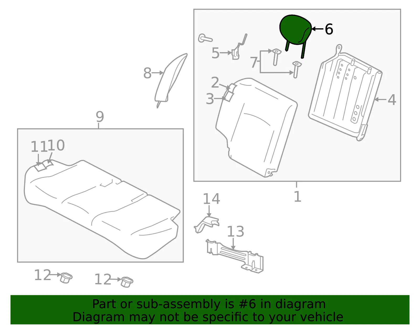 Headrest - Nissan (86430-9KN4A) - view 2