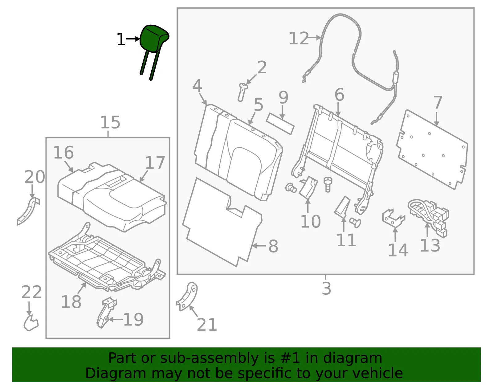 Headrest - Nissan (86480-5ZW1A) - view 2