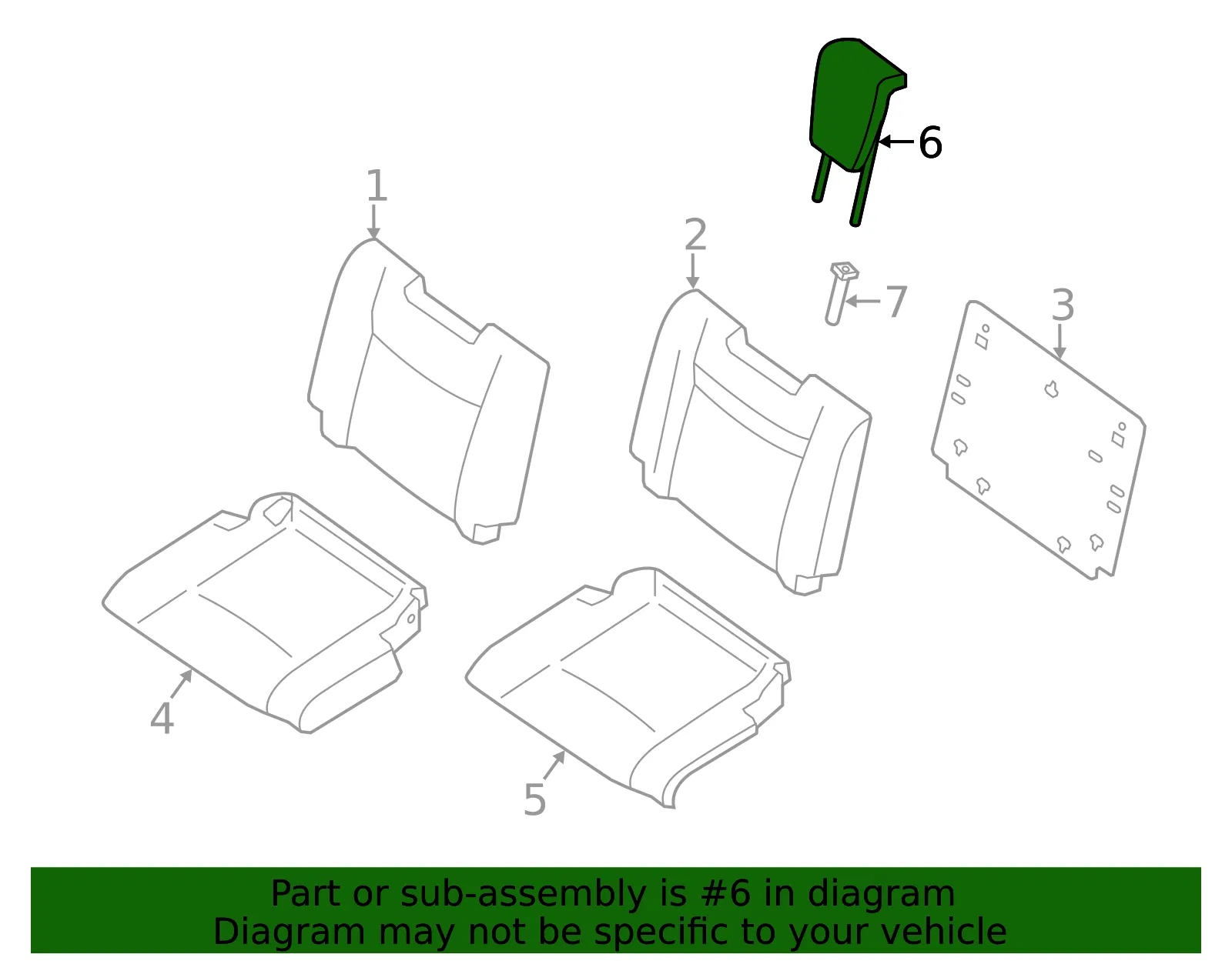 Headrest - Nissan (86480-6FU0B) - view 2