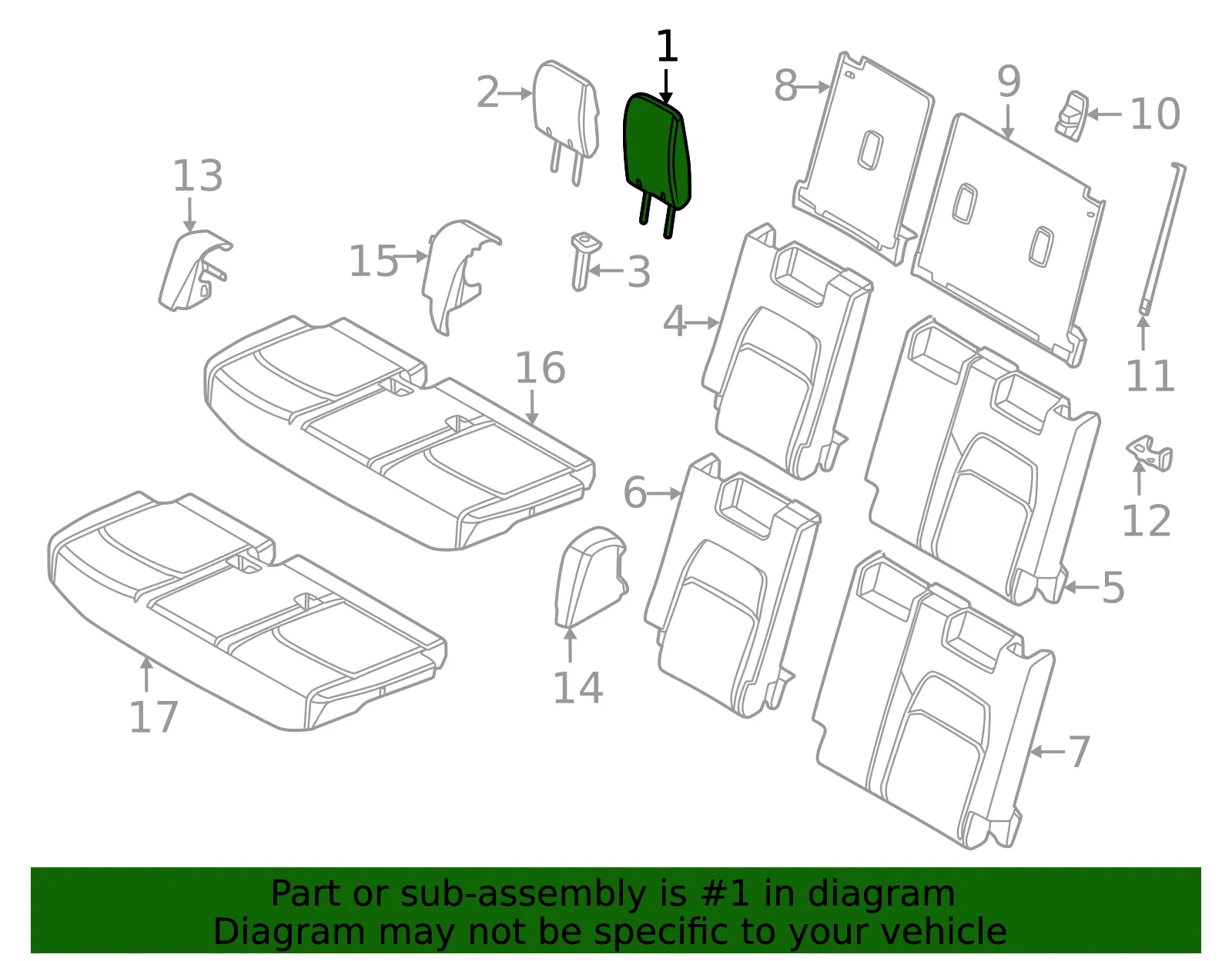Headrest, Outer - Nissan (86480-6TA2A) - view 2