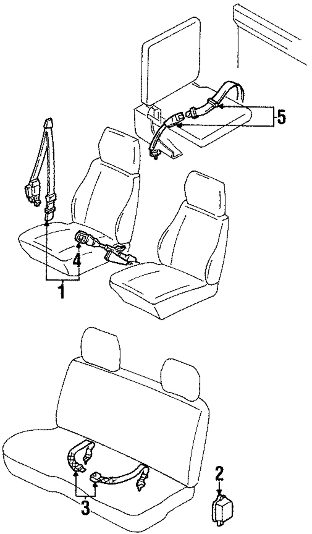 Front Center Seat Belt Set, 2-Point, Gray - Nissan (86850-01G00)