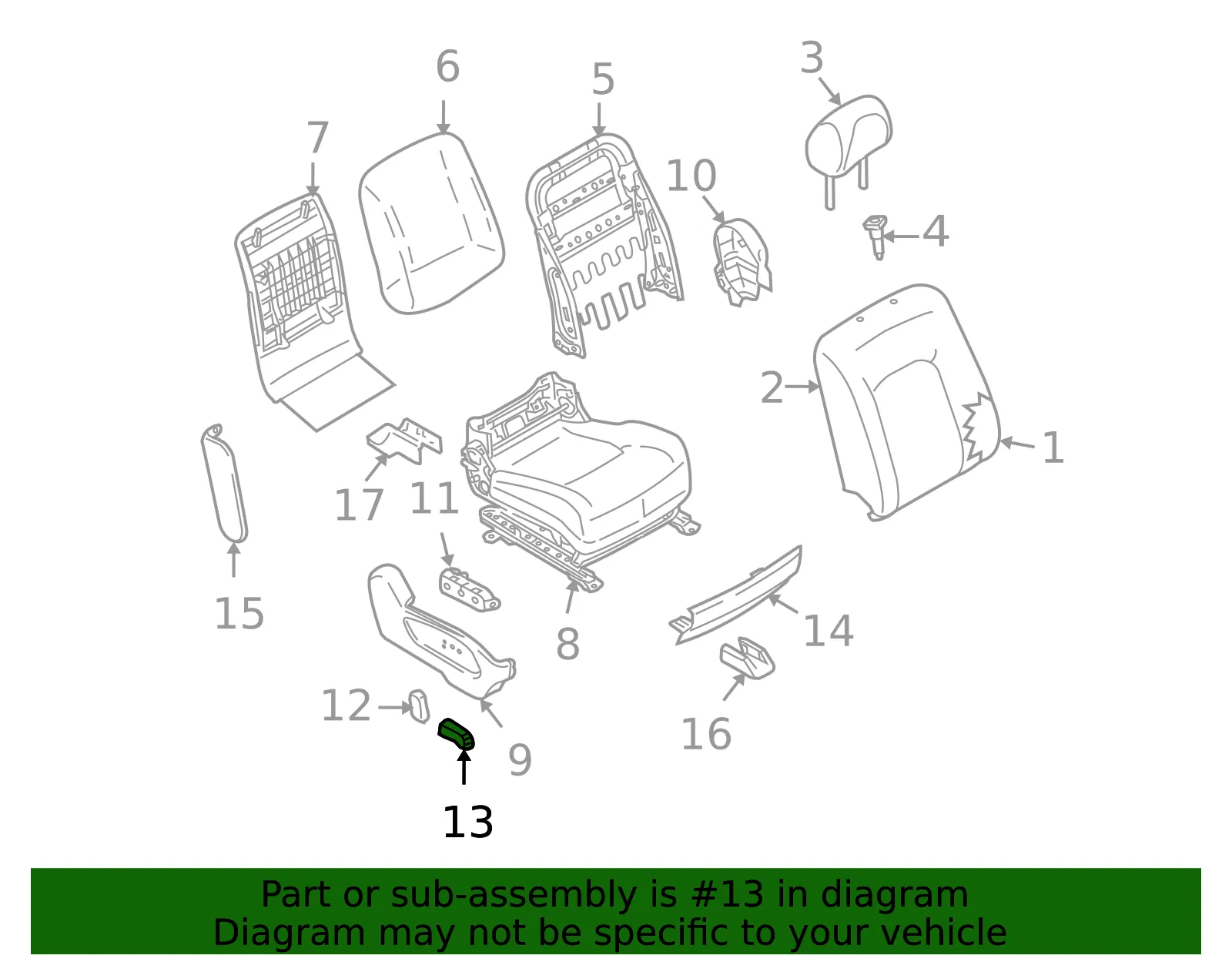 Slide Knob - Passenger Side (RH) - Nissan (87012-1AC0B) - view 2