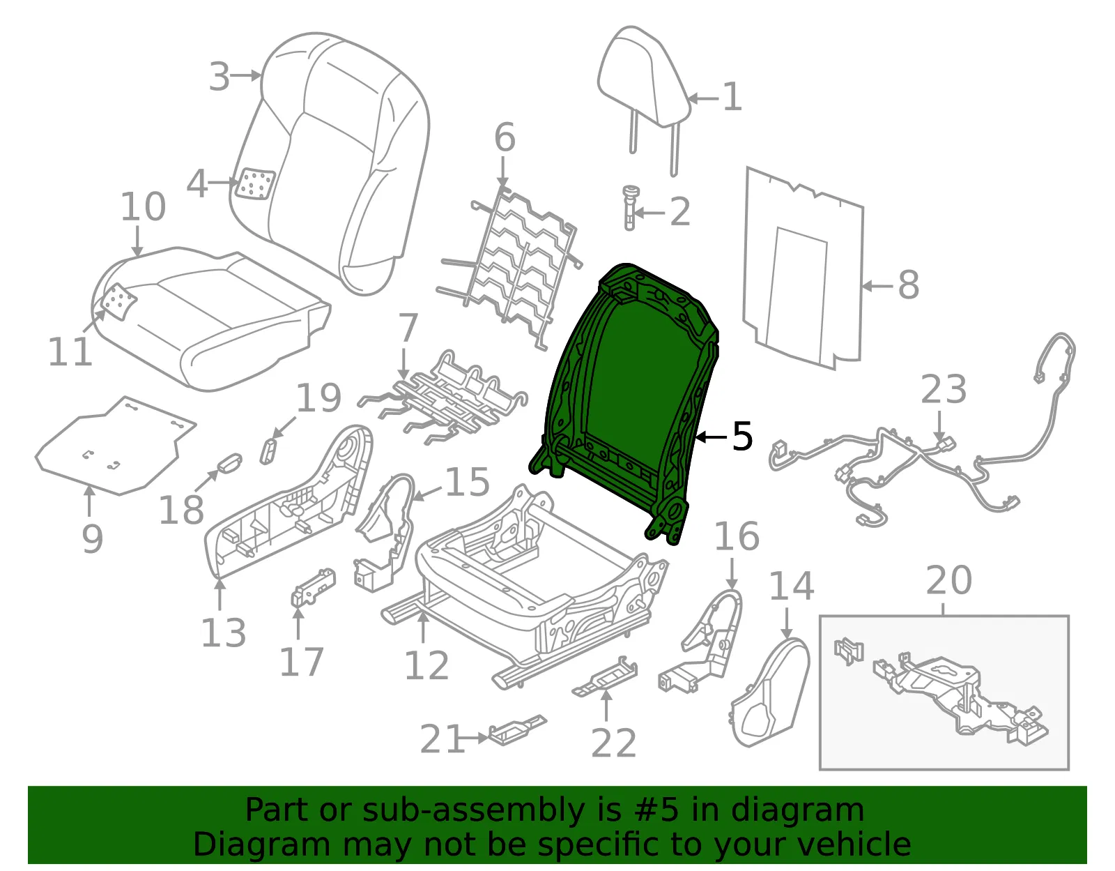 Seat Back Frame - Nissan (87104-6RF0A) - view 2