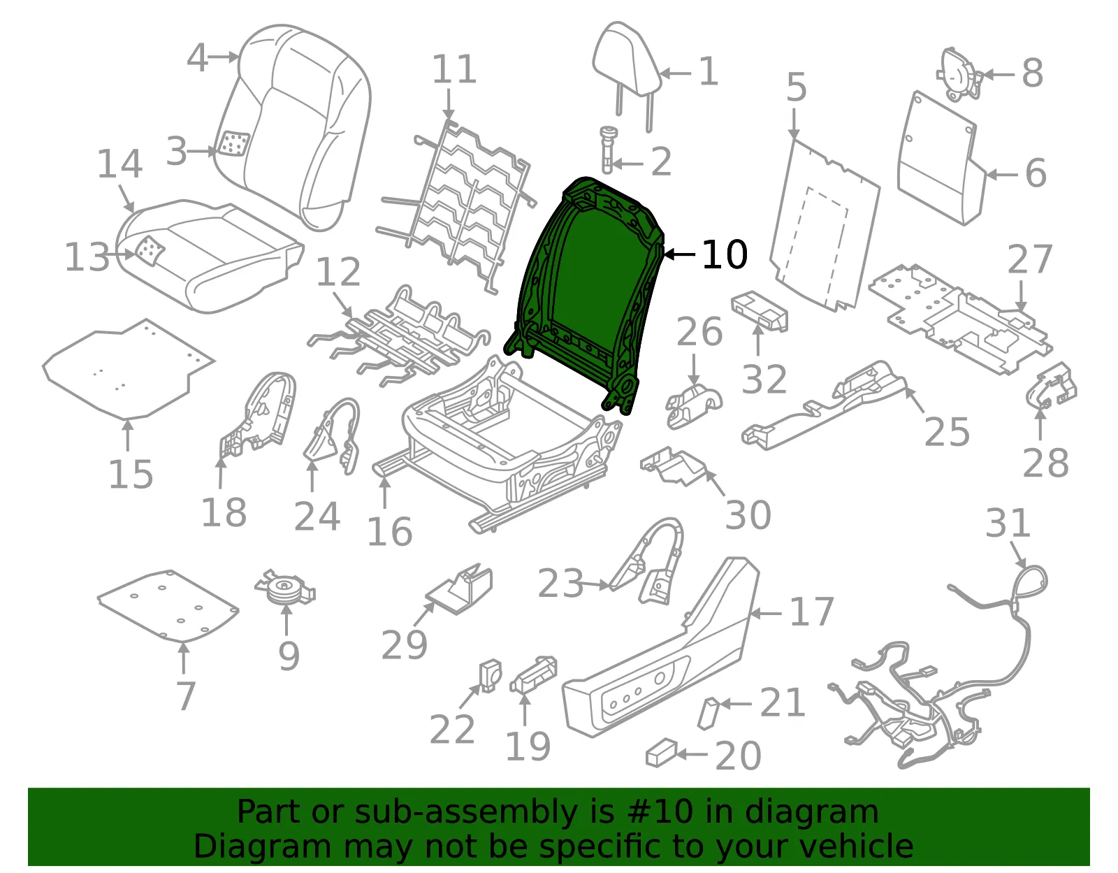 Seat Back Frame - Nissan (87104-6TA0A) - view 2