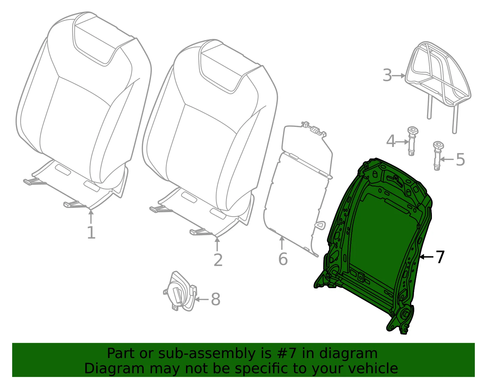 Seat Back Frame - Nissan (87104-7BF0A) - view 2