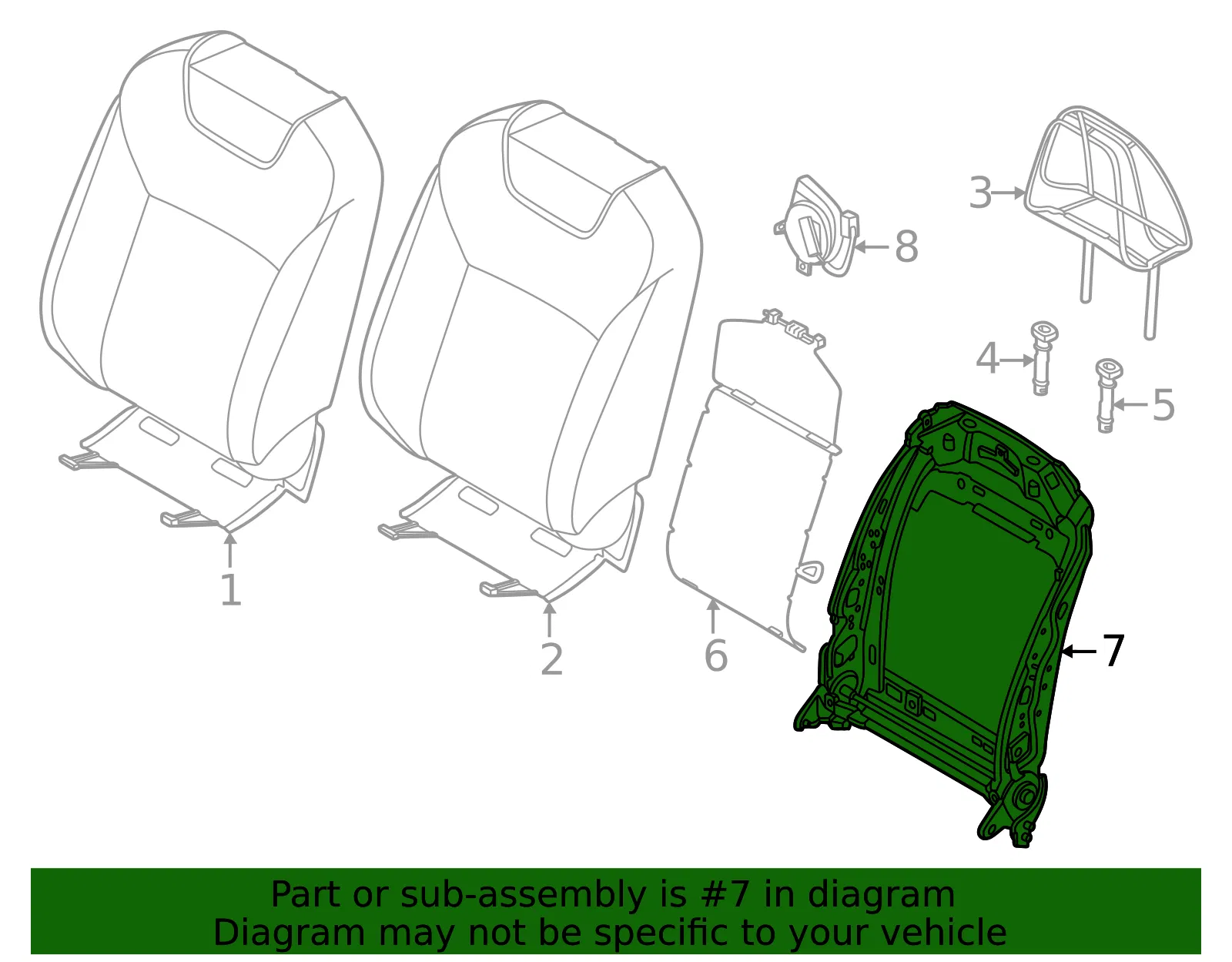 Seat Back Frame - Nissan (87104-7BF1A) - view 2