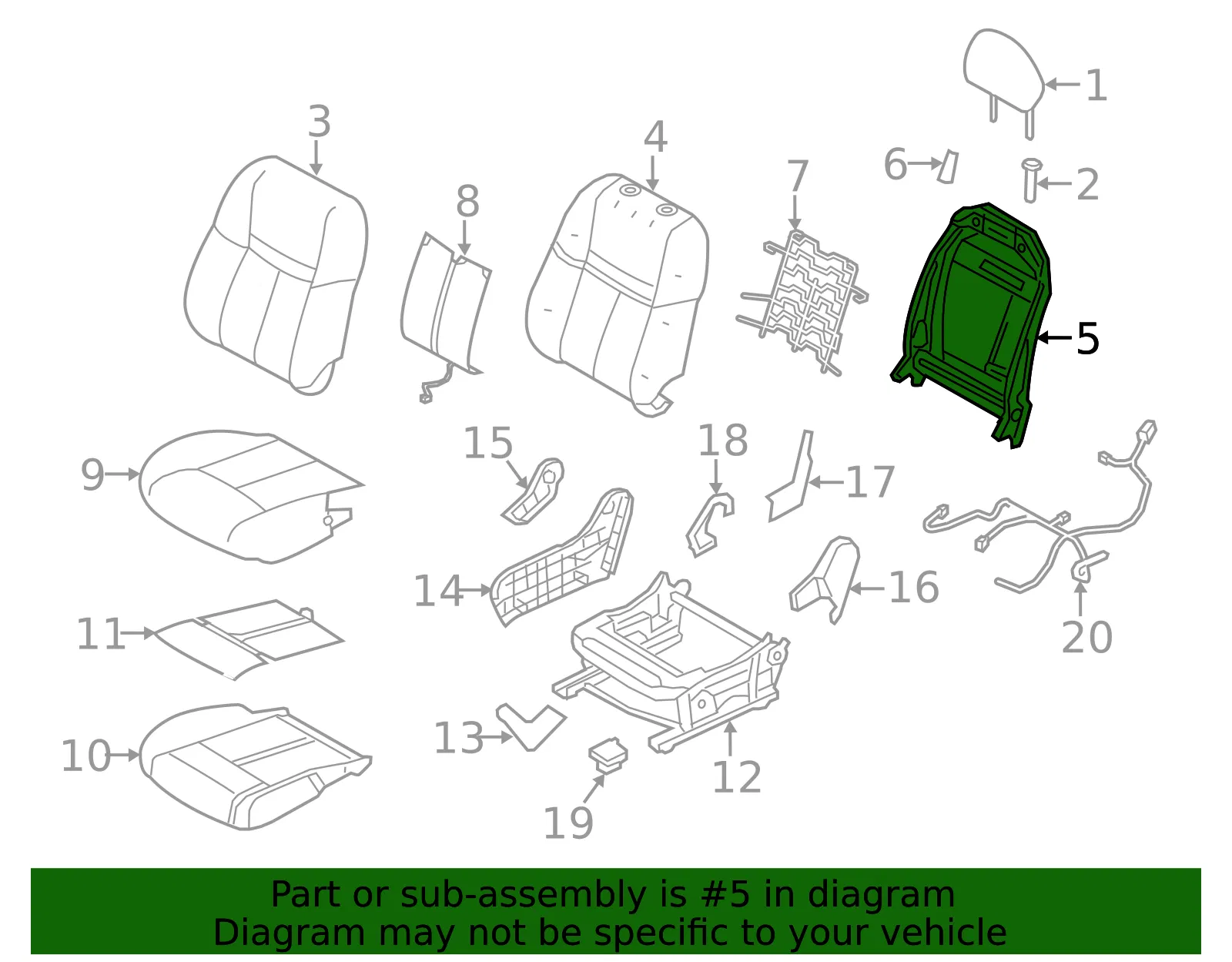 Seat Back Frame - Nissan (87104-7FA0A) - view 2
