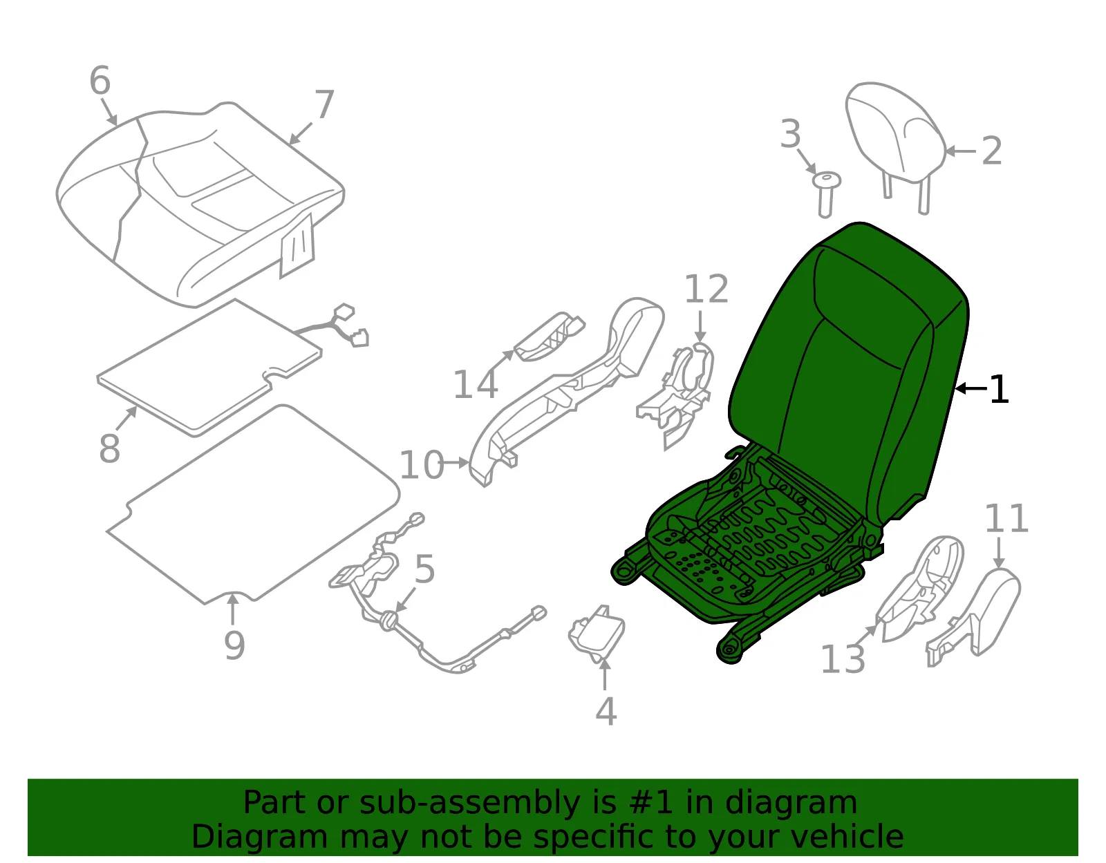 Seat Assembly - Nissan (87105-5SA2E) - view 2