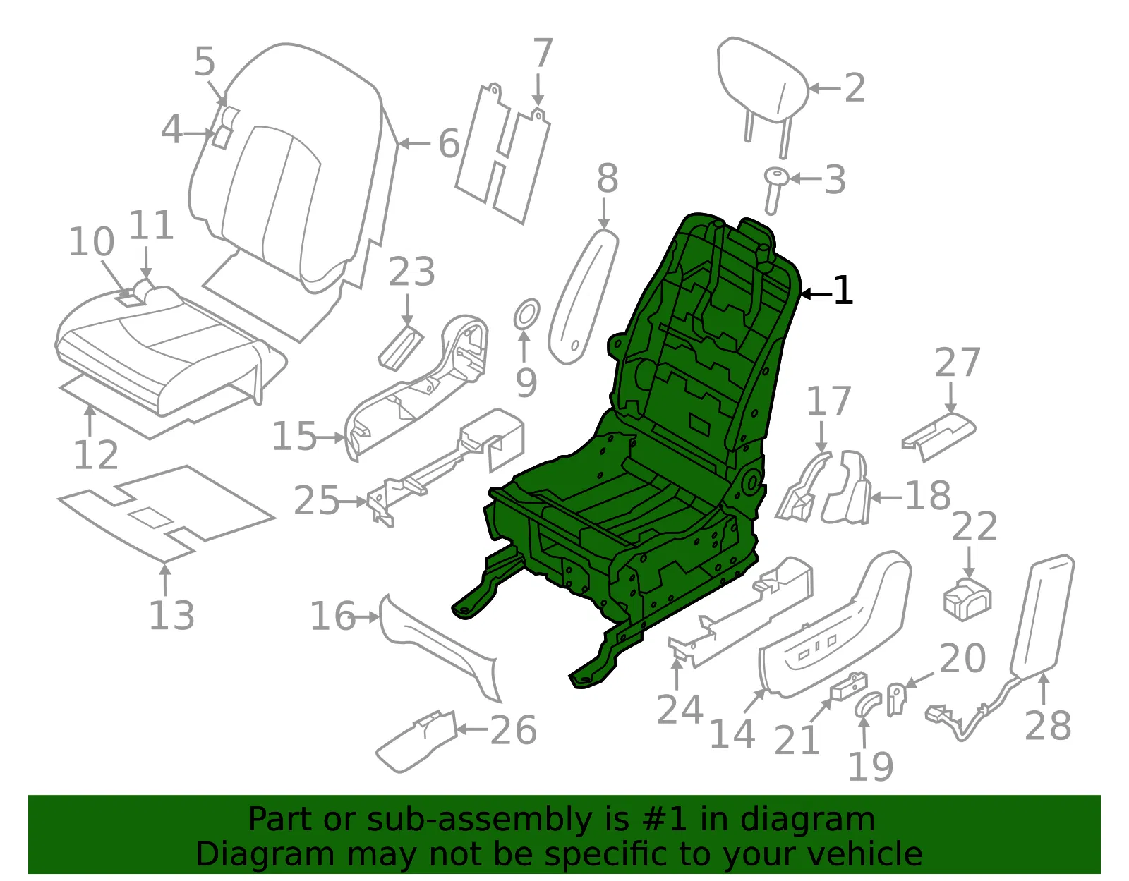 Seat Frame - Nissan (87151-1JB2D) - view 2