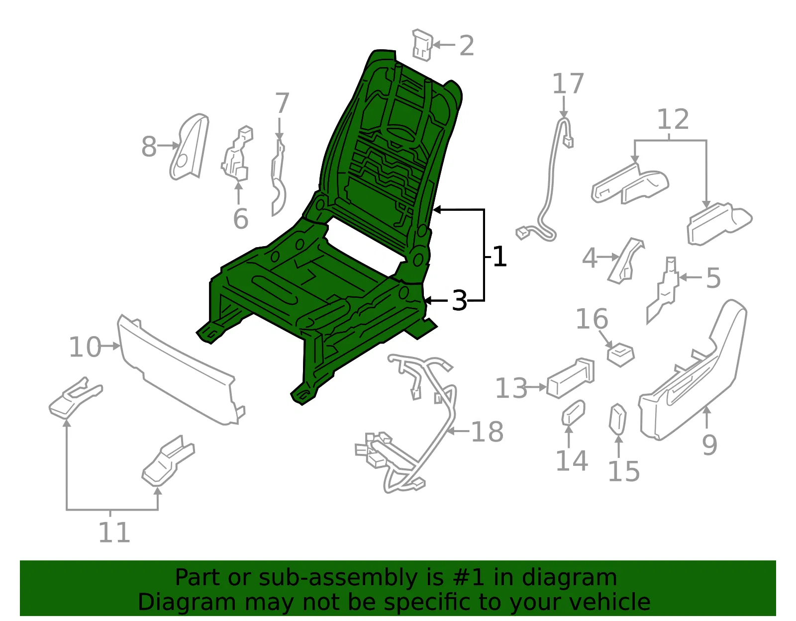 Seat Frame - Nissan (87151-1LB2B) - view 2