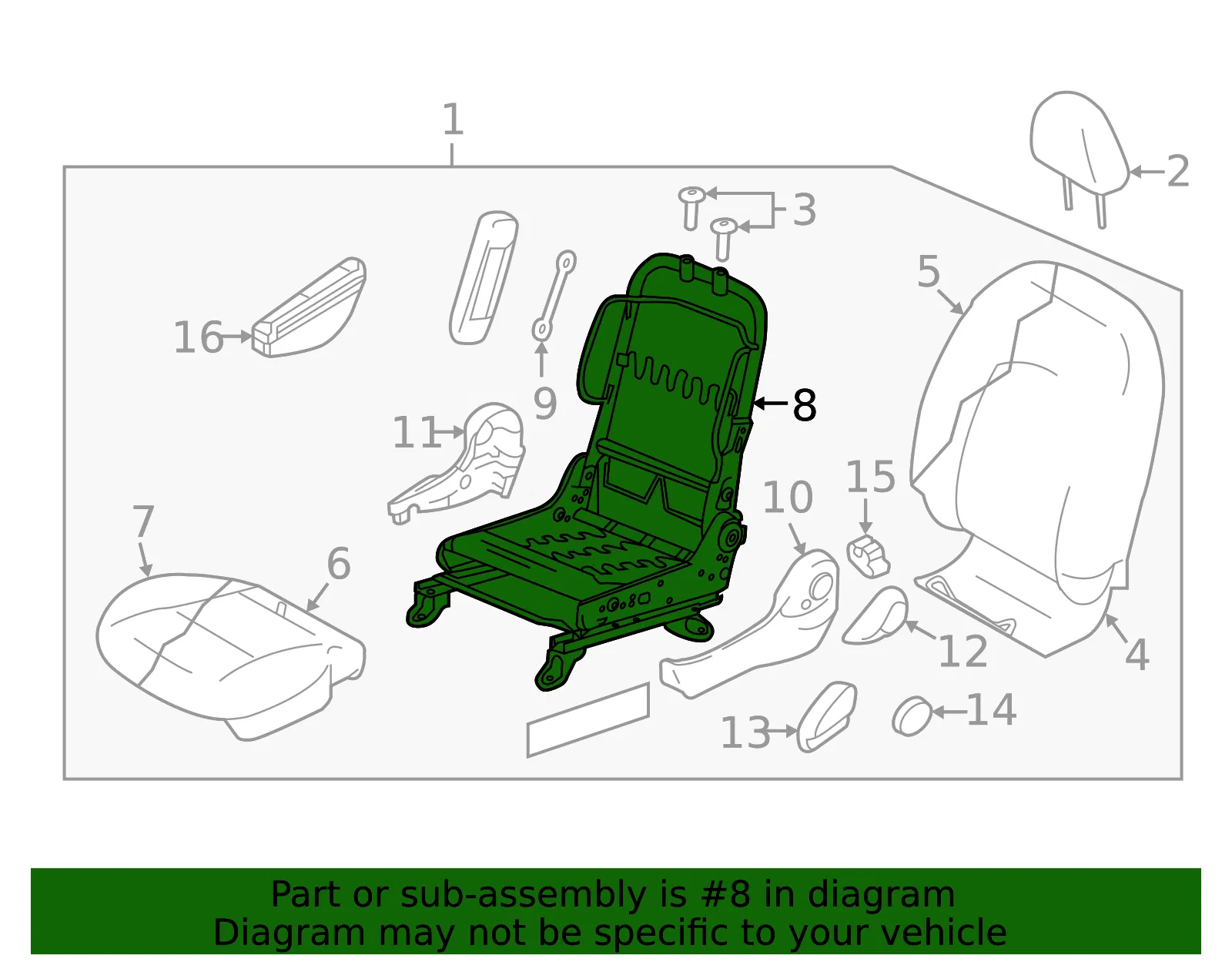 Seat Frame - Nissan (87154-9KN0A) - view 2