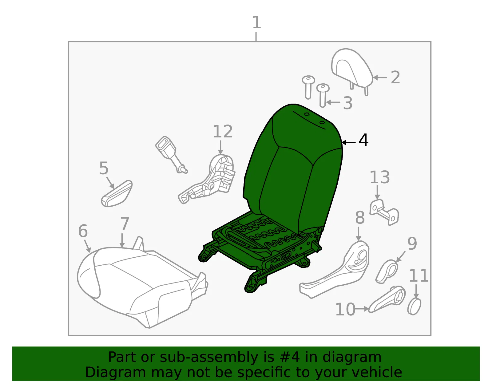 Seat Back Frame - Nissan (87154-9MD1A) - view 2