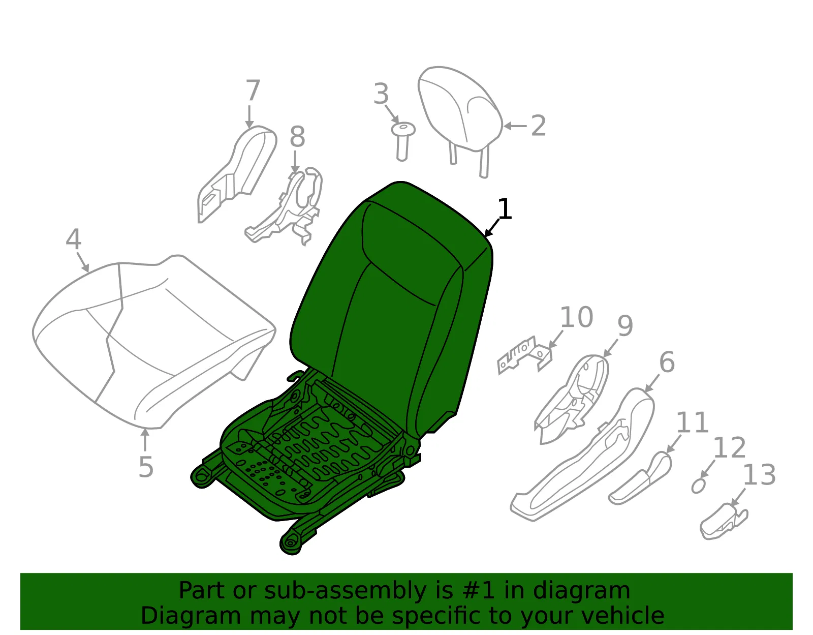 Seat Assembly - Nissan (87155-3NF2A) - view 2
