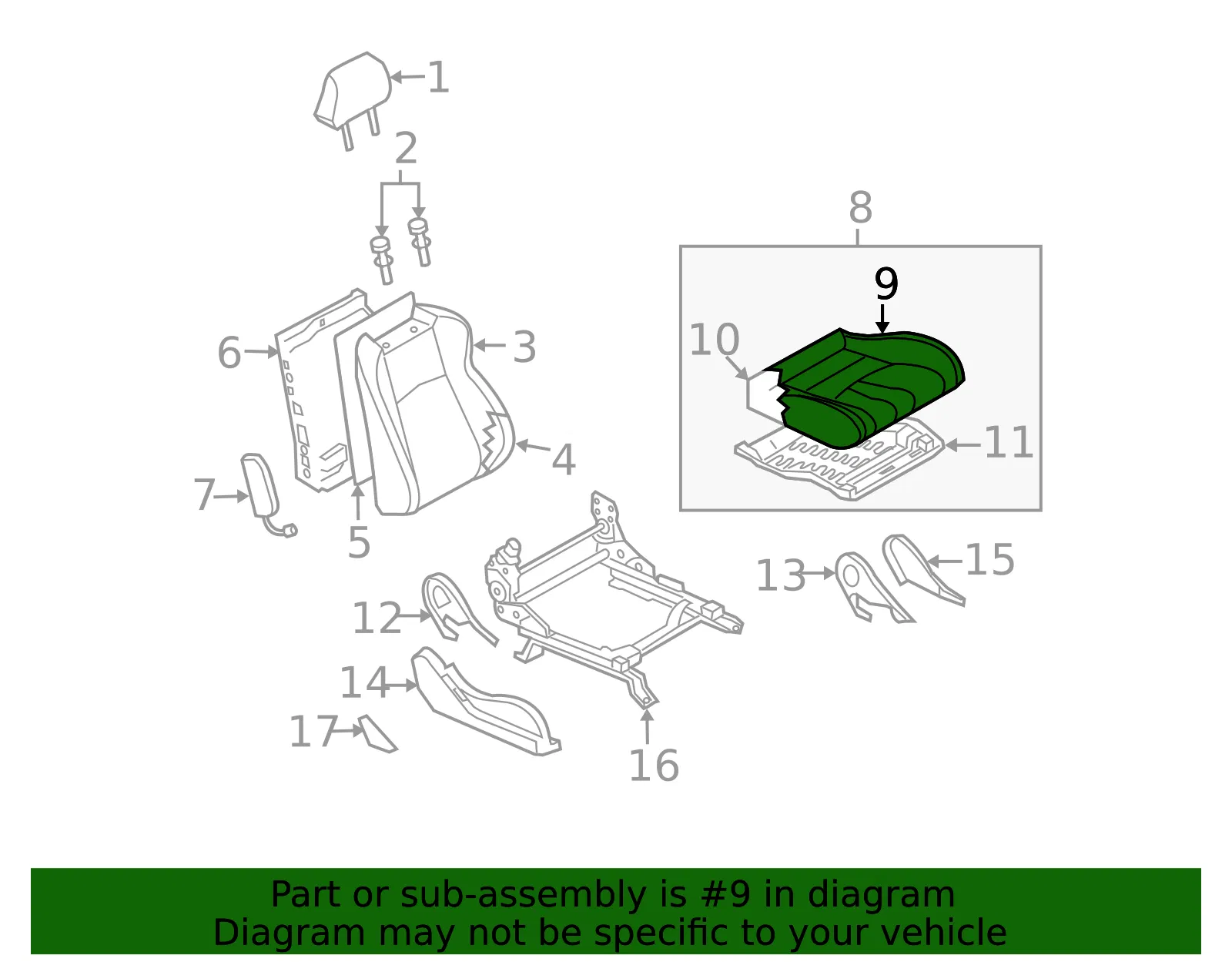 Seat Cushion Foam - Nissan (87300-6GG0A) - view 2