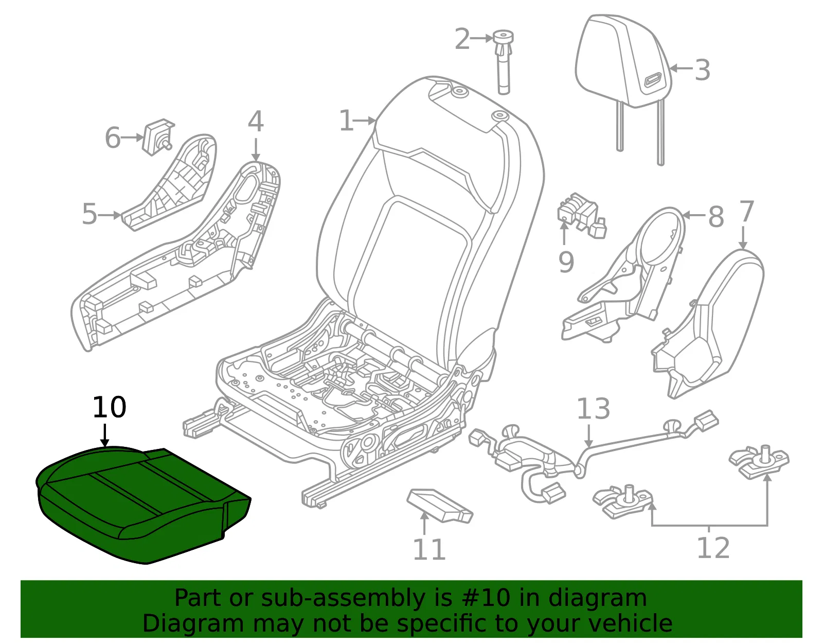 Seat Cushion Foam - Nissan (87300-7LG0A) - view 2