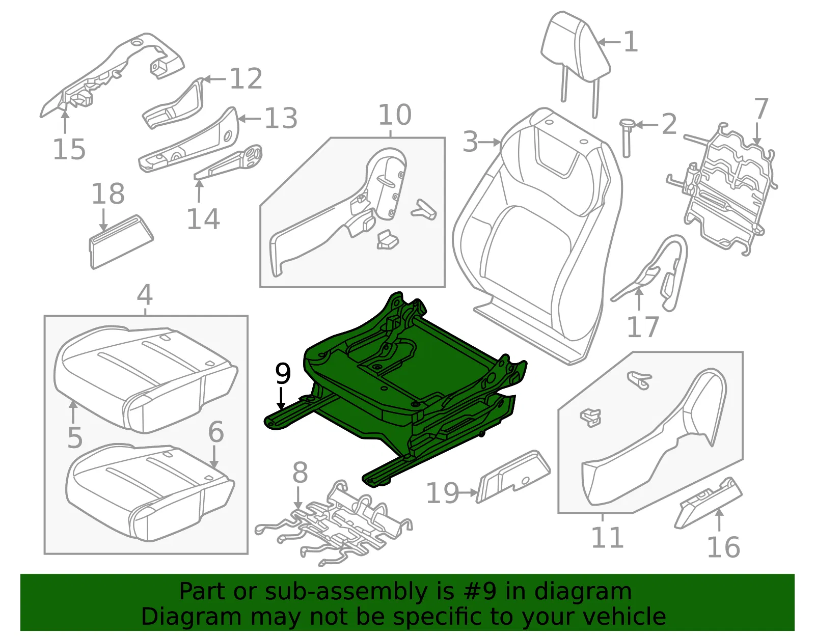 Cushion Frame - Nissan (87301-5MP6A) - view 2