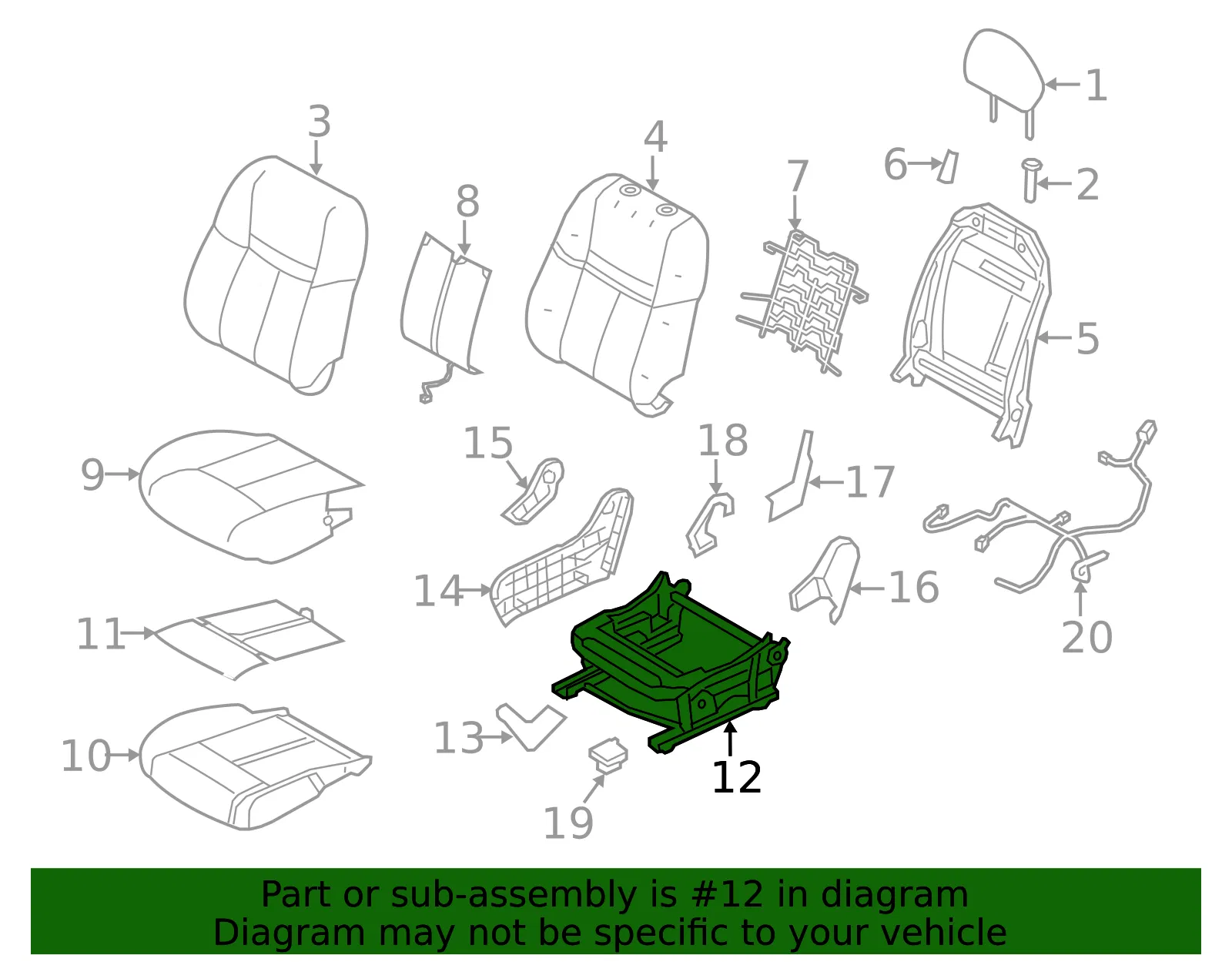Cushion Frame - Nissan (87301-6MA1A) - view 2