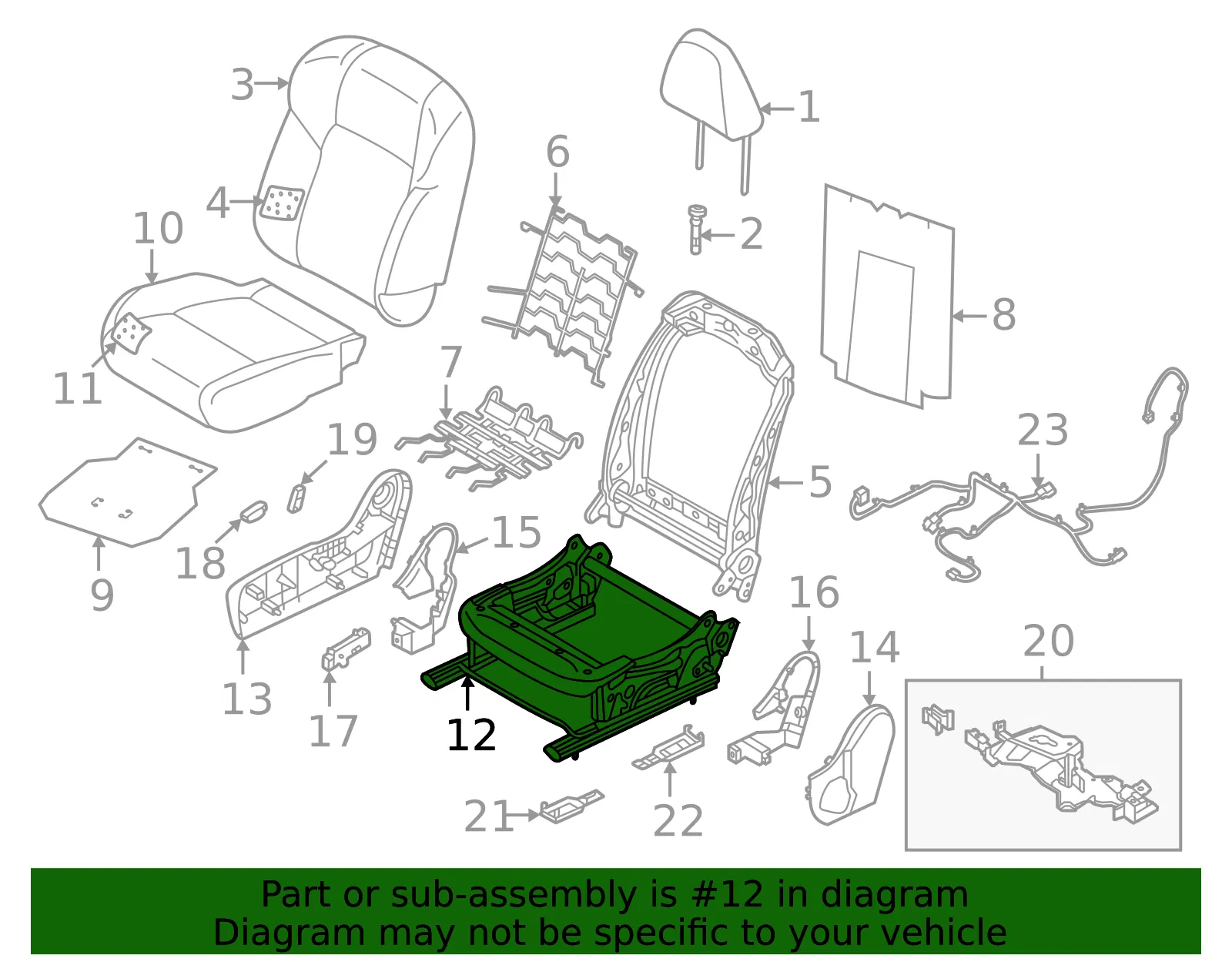 Cushion Frame - Nissan (87301-6RF2A) - view 2