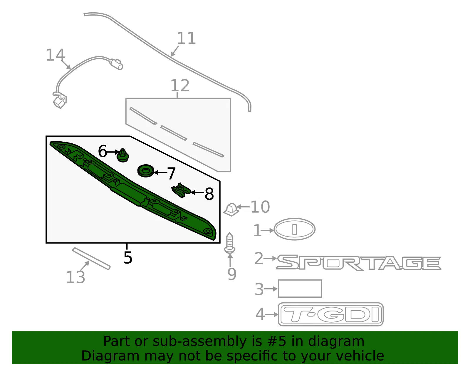 Tail Gate Trim - Kia (87311-3W010) - view 4