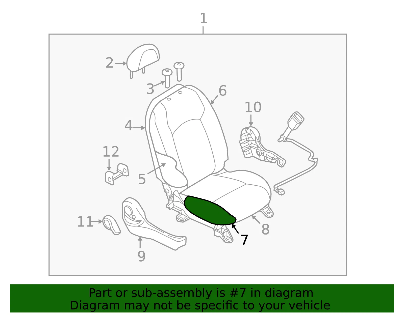 Seat Cushion Pad - Nissan (87311-9KN0A) - view 2