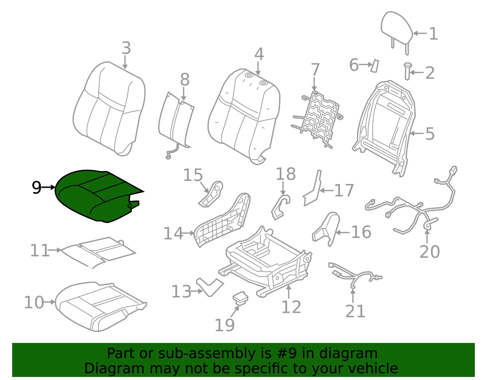 Cushion Cover - Nissan (87320-4BC3A) - view 2