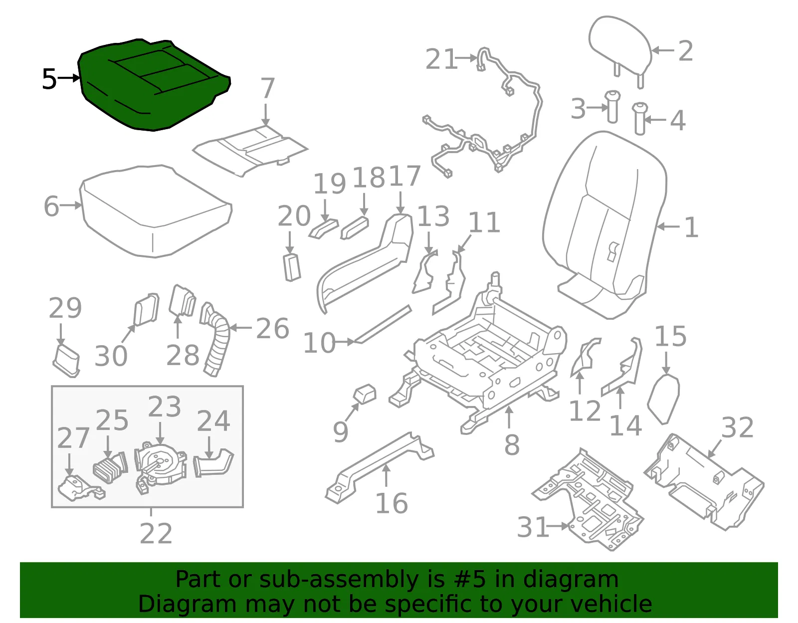 Cushion Cover - Passenger Side (RH) - Nissan (87320-EZ06B) - view 2