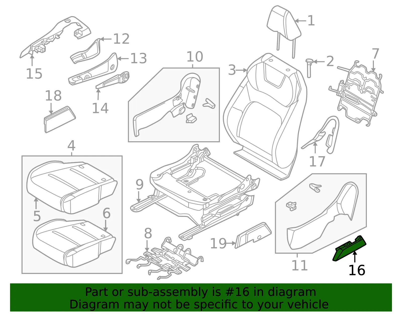 Seat Track Cover - Nissan (87325-5MP1A) - view 2