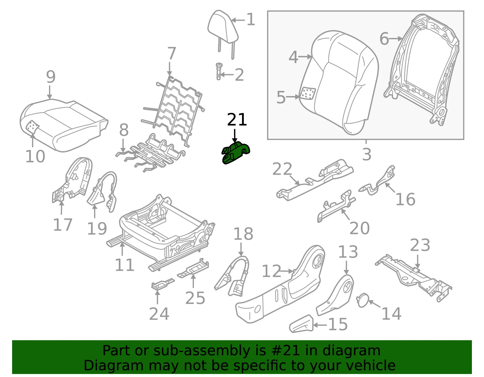 Seat Frame Bracket - Nissan (87325-6RA0A) - view 2