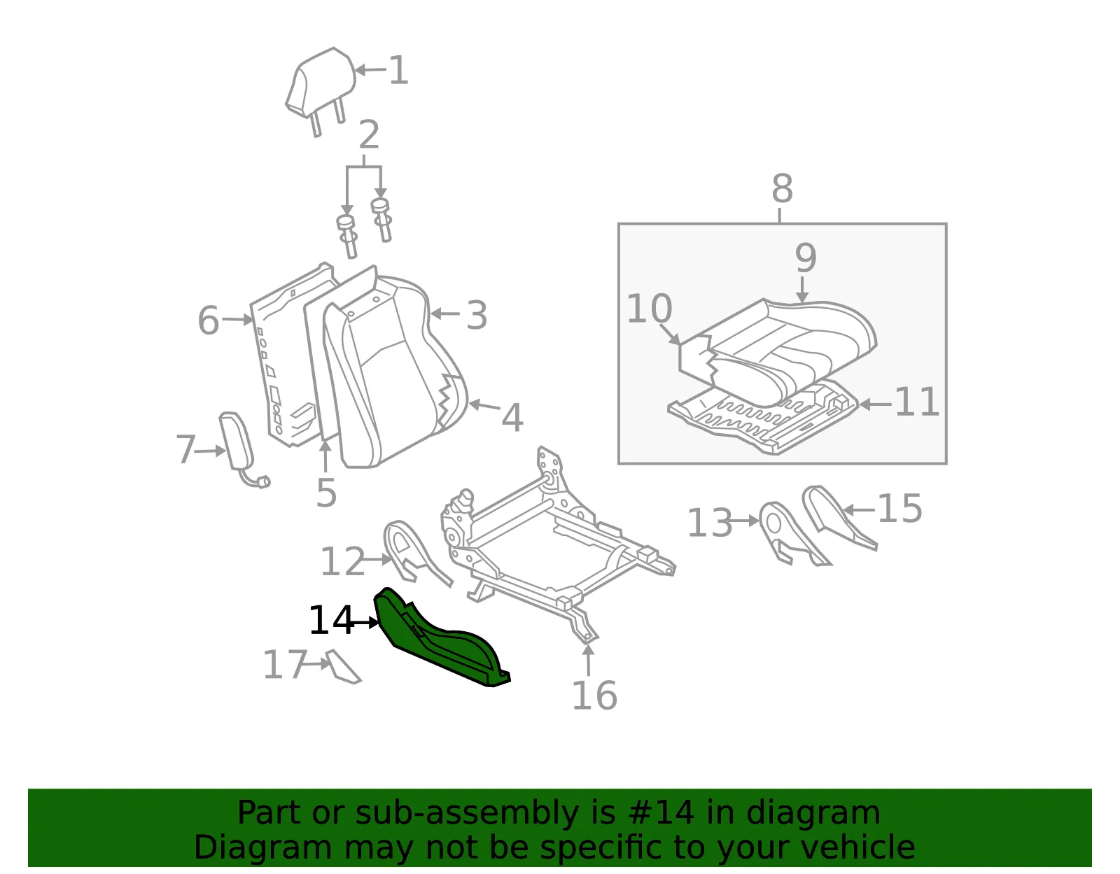 Seat Frame Trim Panel - Nissan (87330-1EA0A) - view 2