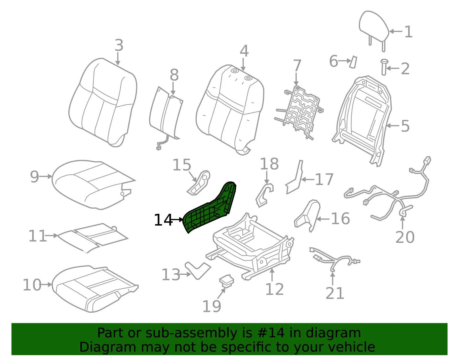 Seat Frame Trim Panel - Nissan (87330-4BC4A) - view 3