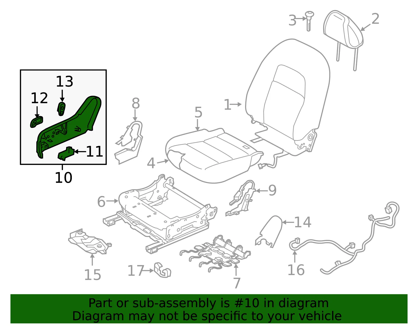 Seat Trim Panel - Nissan (87330-6CC2A) - view 2