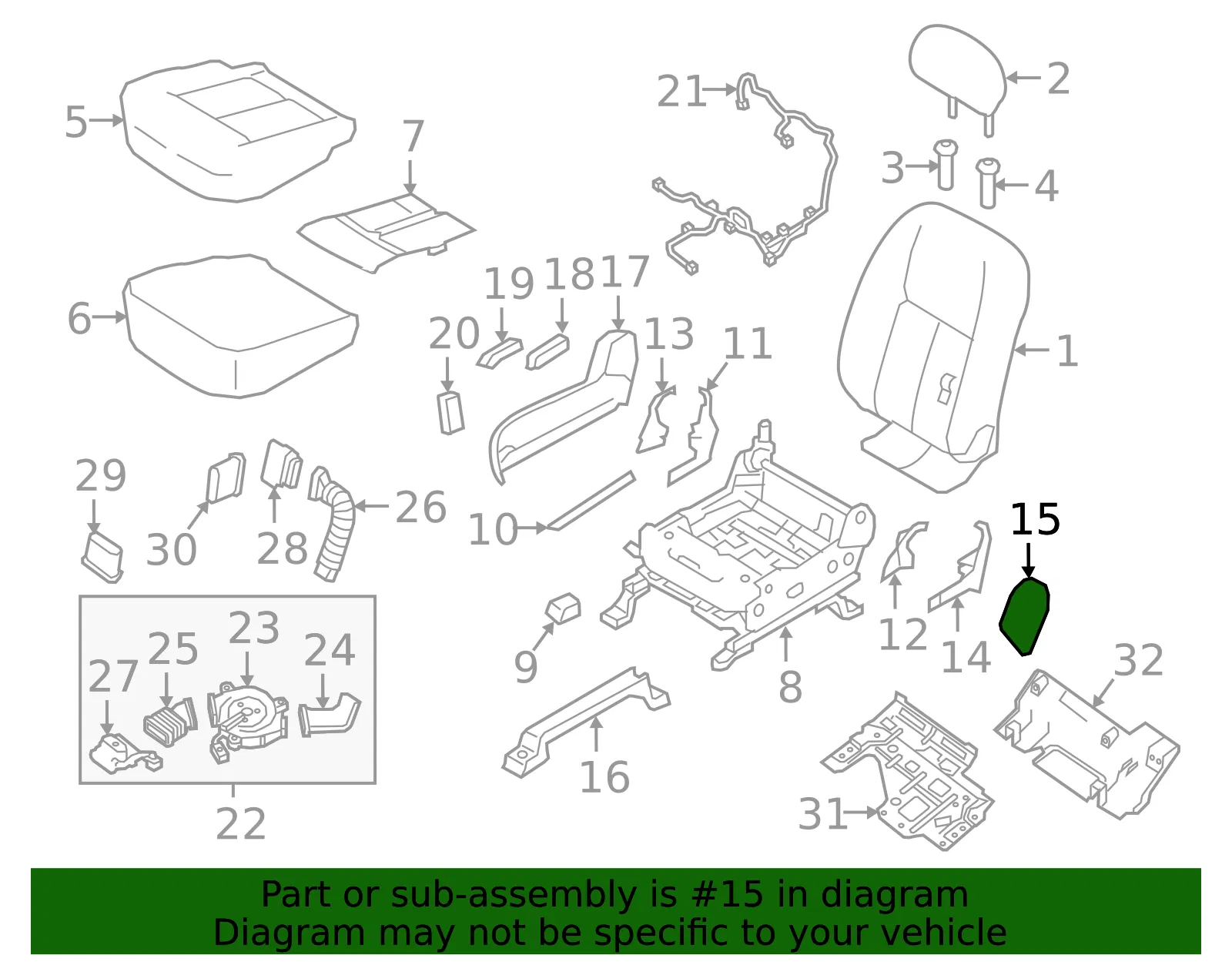 Seat Trim Panel - Nissan (87331-3TA0D) - view 2