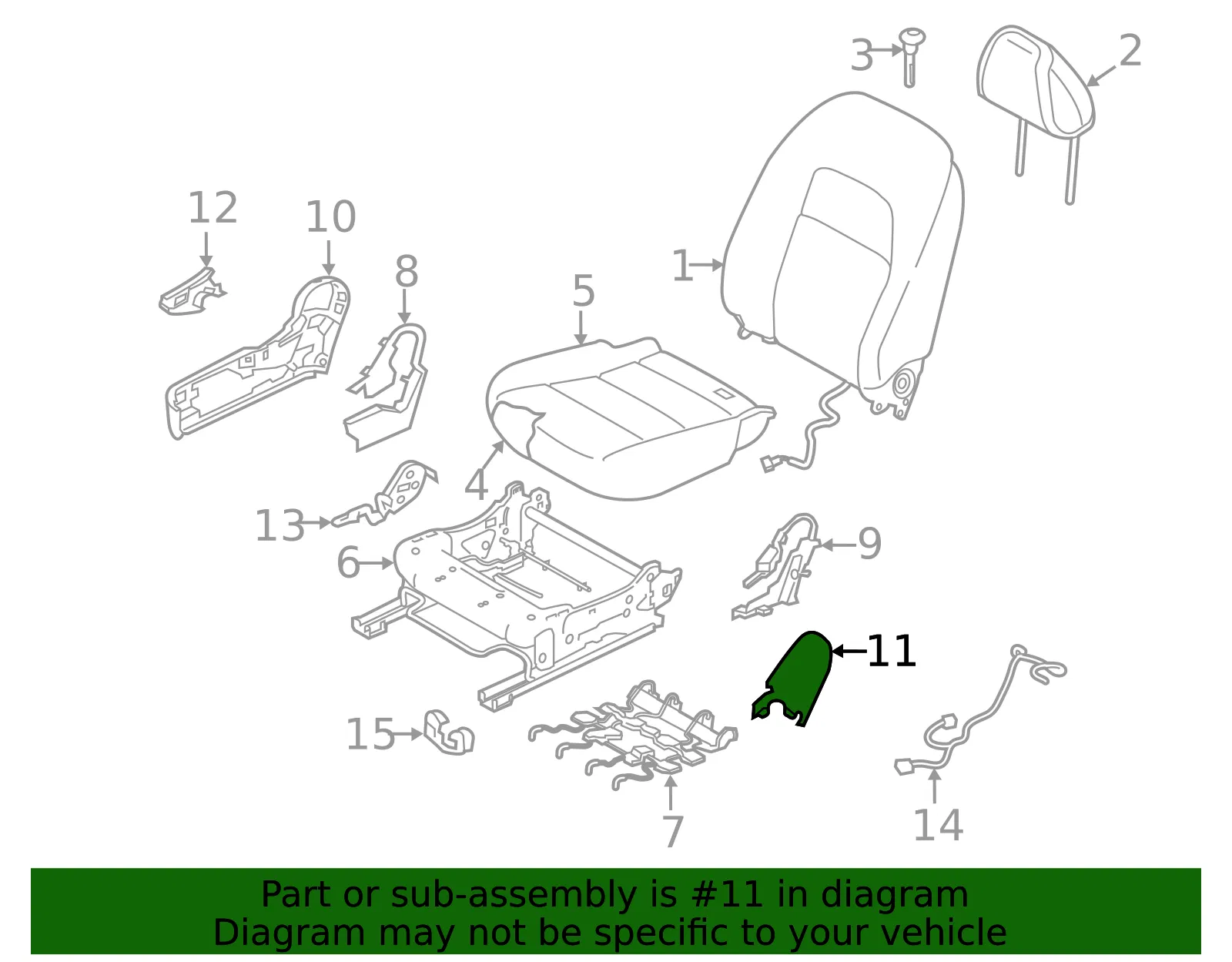 Seat Trim Panel - Nissan (87331-6CA0A) - view 2