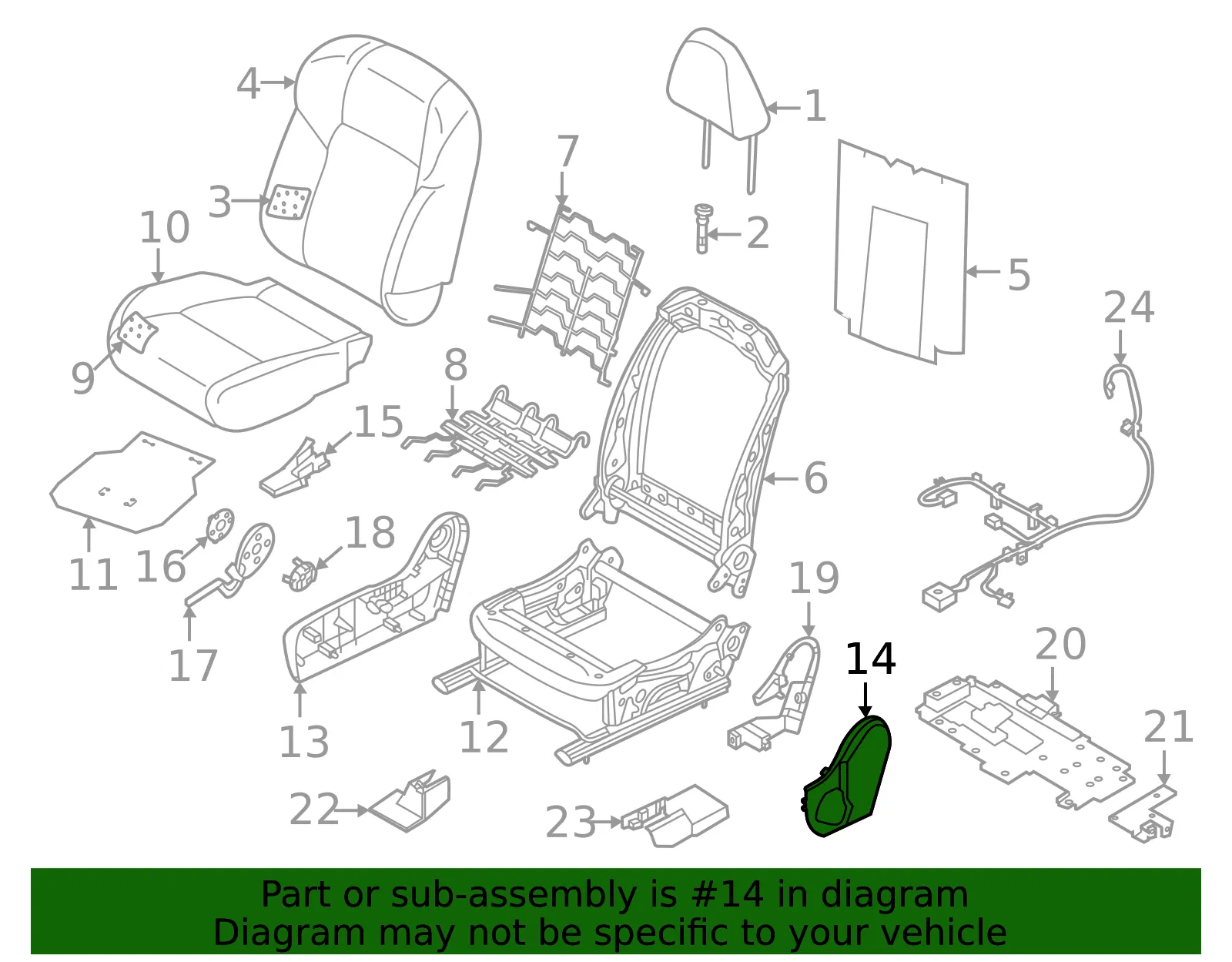 Seat Trim Panel - Nissan (87331-6TC0A) - view 2