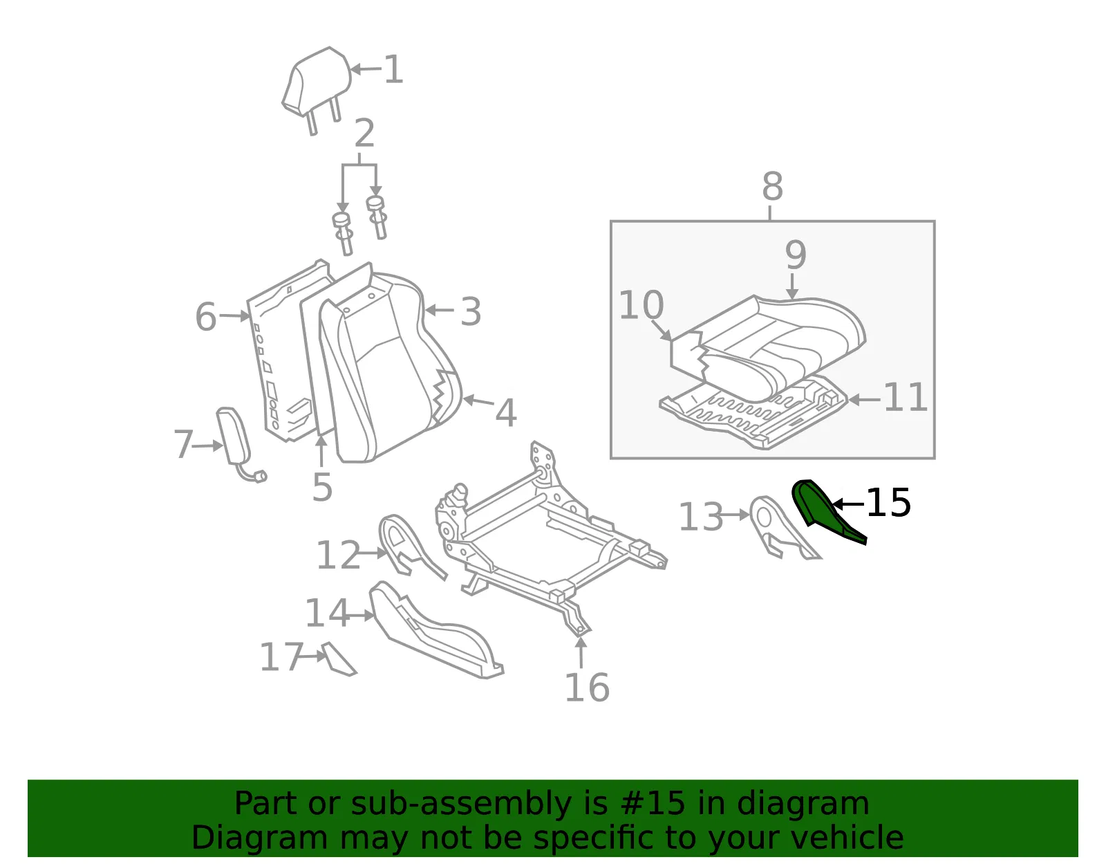 Seat Frame Trim Panel - Nissan (87331-CD000) - view 2